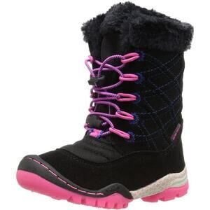 Jambu Black Faux Fur Kid Suede Leather Boot Waterproof Lace Sz 4 M Toddler Hike